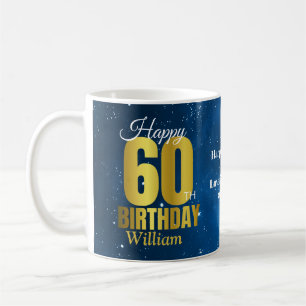 60. Geburtstag Blue Space Typografie Kaffeetasse