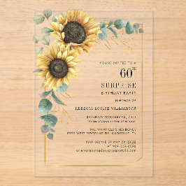 60. Geburtstag Blumenblume Eukalyptus Sonnenblume Acryleinladungen
