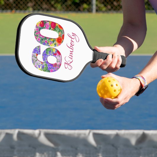 60. Geburtstag Blumenmuster-Paddel Pickleball Schläger (InSitu)