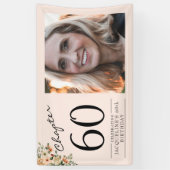 60. Geburtstag Blumenrosa Foto Banner (Vertikal)