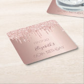 60. Geburtstag blush Rose Gold Glitzer Tropfen Nam Rechteckiger Pappuntersetzer (angewinkelt)