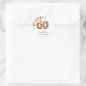 60. Geburtstag Blütengold-Rose Eukalyptus Monogram Runder Aufkleber (Tasche)