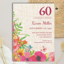 60. Geburtstag Bold Floral Linen Feier