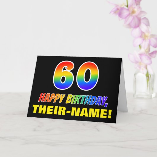 60. Geburtstag: Bold, Fun, Simple, Rainbow 60 Karte (Orchidee)
