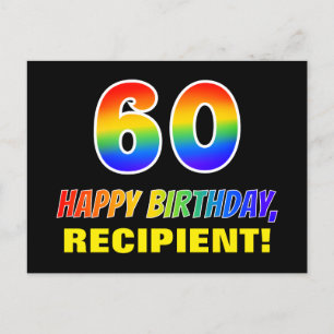 60. Geburtstag: Bold, Fun, Simple, Rainbow 60 Postkarte