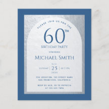 60 Geburtstag Budget Silver Classic Blue Einladung