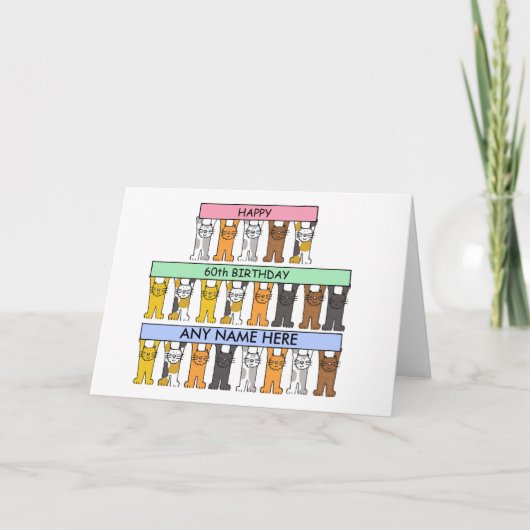 60. Geburtstag Cartoon Katzen zu individualisieren Karte (Vorderseite)
