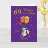 60. Geburtstag Champagner Lila Gold Card Karte (Gelbe Blume)