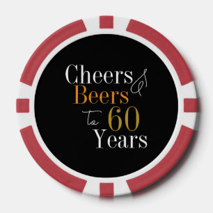60. Geburtstag Cheers Beers Black Gold Party Pokerchips