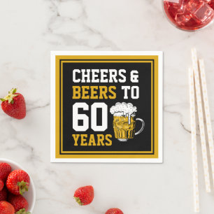 60. Geburtstag Cheers & Biere bis 60 Jahre Serviette