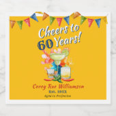 60. Geburtstag Cheers bis 60 Jahre Fiesta Bierflaschenetikett (Einzelnes Label)