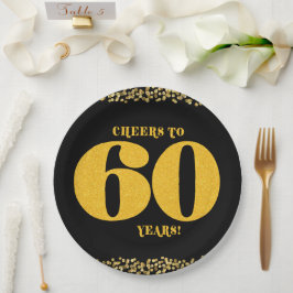60. Geburtstag Cheers to 60 Years 60 Gold Black Pappteller