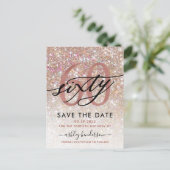 60. Geburtstag Chic Glitzer Ombre Save the Date Postkarte (Stehend Vorderseite)