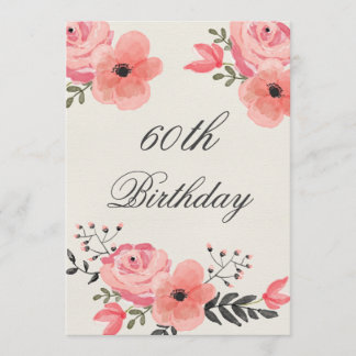 60. Geburtstag Chic Wasserfarbe Blume Einladung