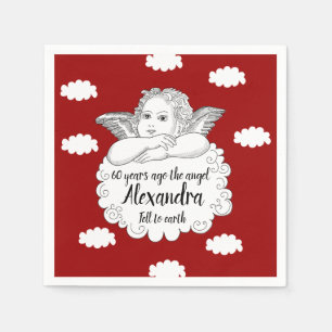 60. Geburtstag Christlicher Engel in Wolkenrot Serviette