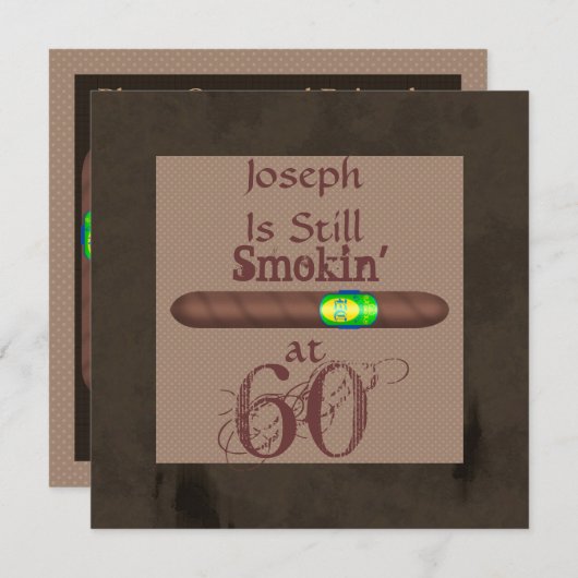 60. Geburtstag Cigar Einladungen Personalisiert (Vorne/Hinten)