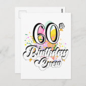 60. Geburtstag Crew 60 Party Crew Postkarte (Vorne/Hinten)