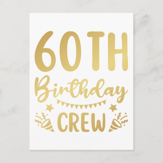 60. Geburtstag Crew 60 Party Crew Postkarte (Vorderseite)