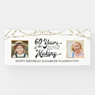 60. Geburtstag Damals & Heute Fotos Schwarz Gold L Banner