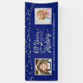 60. Geburtstag Dann & Jetzt Fotos Blau Silberleuch Banner (Vertikal)