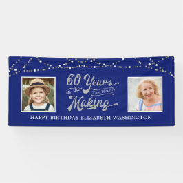 60. Geburtstag Dann & Jetzt Fotos Blau Silberleuch Banner