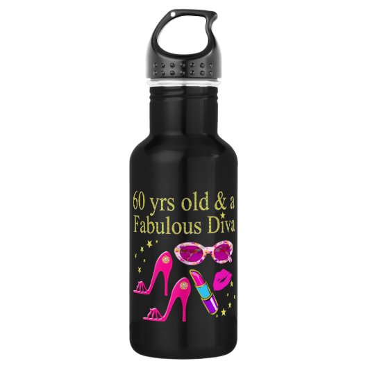 60. GEBURTSTAG DAZZLING DIVA DESIGN TRINKFLASCHE (Vorderseite)
