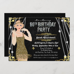 60. Geburtstag Deko Gatsby Flapper Girl Einladung
