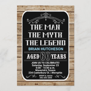 60. Geburtstag Der Mann der Mythos der Legende 60 Einladung