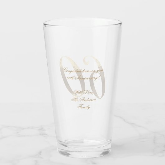 60. Geburtstag Diamond Hochzeitstag Glas (Rückseite)
