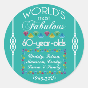 60. Geburtstag die meiste fabelhafte Gruppe Runder Aufkleber