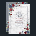 60. Geburtstag Dusty Blue Burgundy Gold Floral Einladung<br><div class="desc">Feiern Sie Ihren 60. Geburtstag stilvoll mit diesem schönen 60. Geburtstag Dusty Blue Burgundy Gold Floral Einladung! Mit eleganten, staubblauen, bordeauxfarbenen Marsala-Aquarellblumen und botanischem Grün und einem staubblauen Rahmen mit einem einzigartigen Marmorhintergrund aus Imitat, wird diese Einladung Ihre Gäste begeistern. Darüber hinaus können Sie die Party-Details mit modernen handgeschriebenen Kalligrafien...</div>