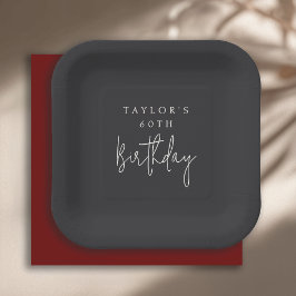 60. Geburtstag Einfach Minimalistischer Flachschwa Pappteller