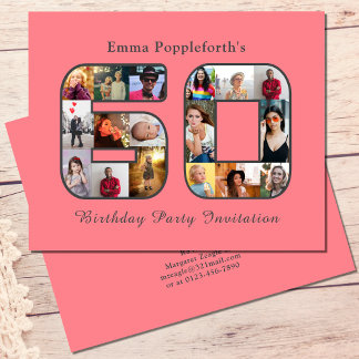60. Geburtstag Einladung 60 Foto Rosa Flyer
