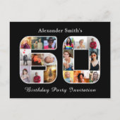 60. Geburtstag Einladung 60 Foto Schwarz-weiß Postkarte (Vorderseite)