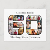 60. Geburtstag Einladung 60 Foto Schwarz-weiß Postkarte (Vorderseite)