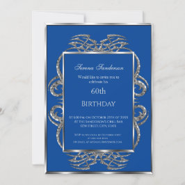 60. Geburtstag Einladung Blue Silver