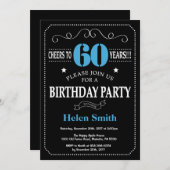 60. Geburtstag Einladung Blue und Black Chalkboard (Vorne/Hinten)