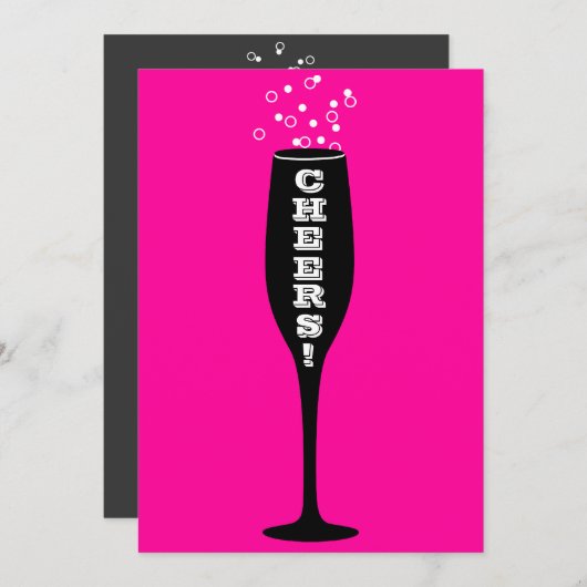 60. Geburtstag Einladung - Champagner Toast! (Vorne/Hinten)