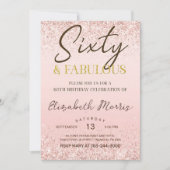 60. Geburtstag Einladung druckbare Rose Gold 60 (Vorderseite)