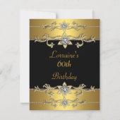 60. Geburtstag Einladung Elegantes Schwarzes Gold (Vorderseite)