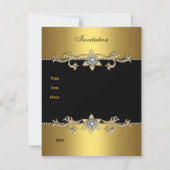 60. Geburtstag Einladung Elegantes Schwarzes Gold (Rückseite)