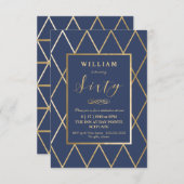 60. Geburtstag Einladung - Gold, elegant, klein (Vorne/Hinten)