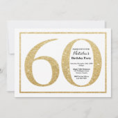 60. Geburtstag Einladung Gold Glitzer (Vorderseite)