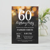 60. Geburtstag Einladung Gold Glitzer (Stehend Vorderseite)
