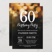 60. Geburtstag Einladung Gold Glitzer (Vorne/Hinten)