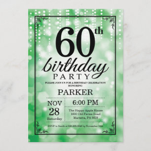 60. Geburtstag Einladung Grüner Glitzer