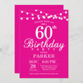 60. Geburtstag Einladung Hot Pink (Vorne/Hinten)