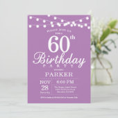 60. Geburtstag Einladung Lila Lavendel (Stehend Vorderseite)