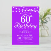 60. Geburtstag Einladung Lila Lavendel (Stehend Vorderseite)