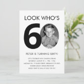 60. Geburtstag Einladung mit Foto (Stehend Vorderseite)